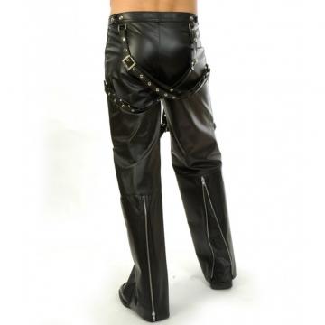 Men Leather Pants With Suspenders