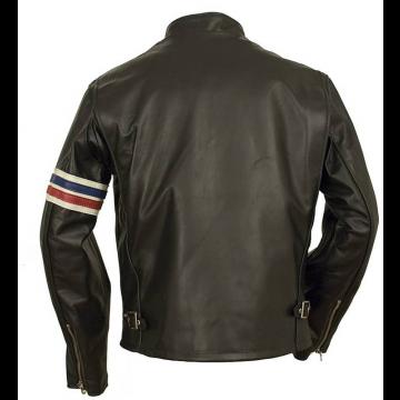 Vertical Striped Leather Jacket Men