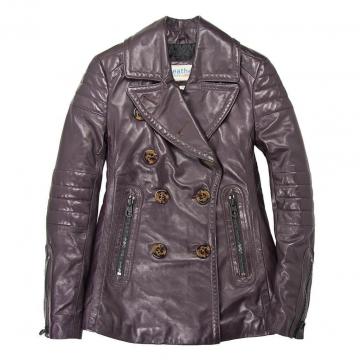 Leather Peacoat Women's